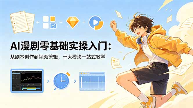 AI漫剧零基础实操入门：从剧本创作到视频剪辑，十大模块一站式教学-瀚洪创业网
