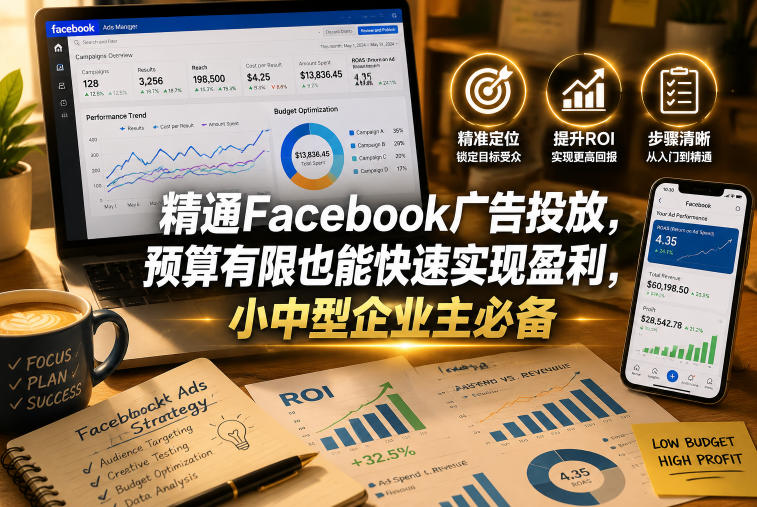 精通Facebook广告投放，预算有限也能快速实现盈利，小中型企业主必备【原创双语字幕】-瀚洪创业网