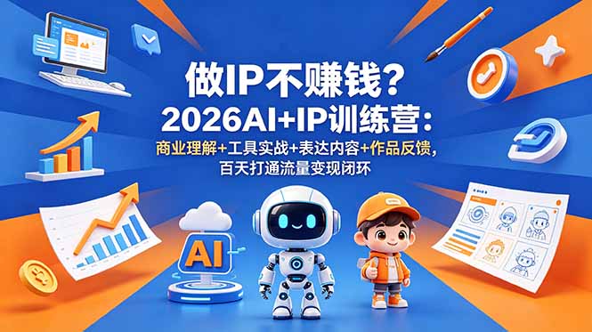 做IP不赚钱？2026AI+IP训练营：商业理解+工具实战+表达内容+作品反馈，百天打通流量变现闭环-瀚洪创业网