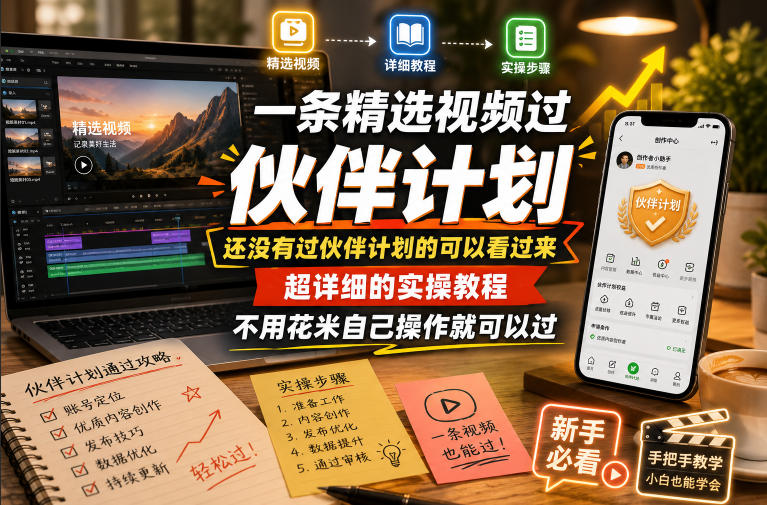 一条精选视频过伙伴计划，还没有过伙伴计划的可以看过来，超详细的实操教程，不用花米自己操作就可以过-瀚洪创业网
