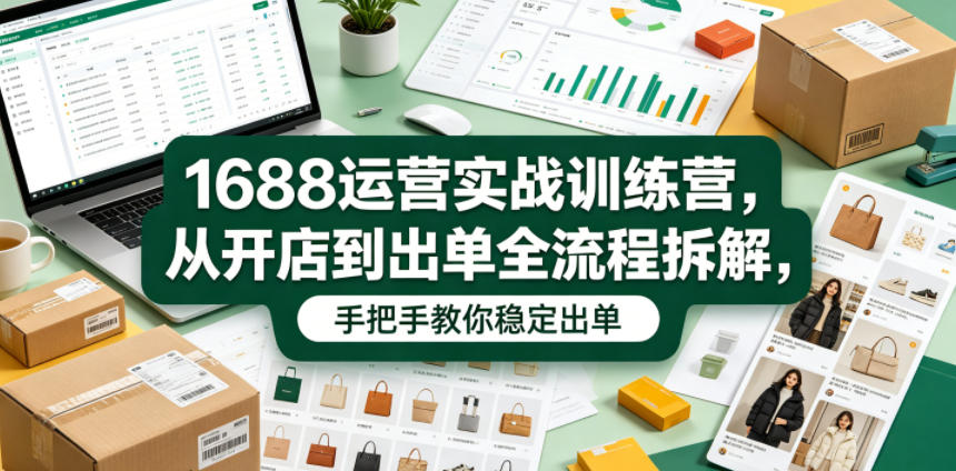 1688运营实战训练营，从开店到出单全流程拆解，手把手教你稳定出单-瀚洪创业网