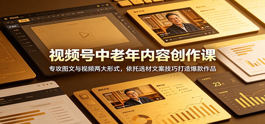 视频号中老年内容创作课：专攻图文与视频两大形式，依托选材文案技巧打造爆款作品-瀚洪创业网