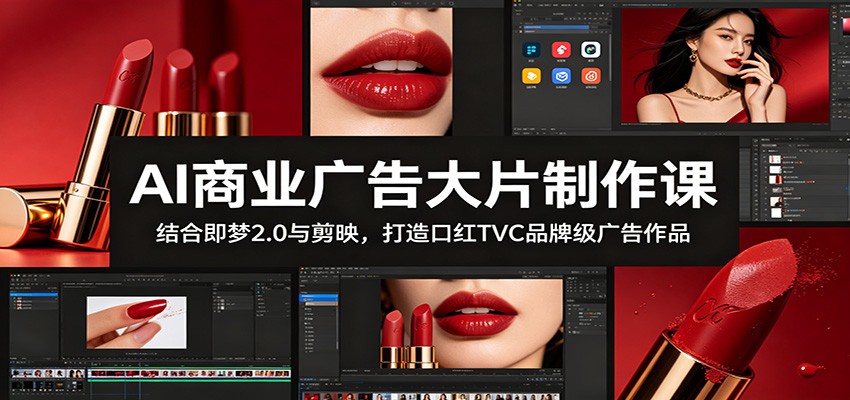 AI商业广告大片制作课：结合即梦2.0与剪映，打造口红TVC品牌级广告作品-瀚洪创业网