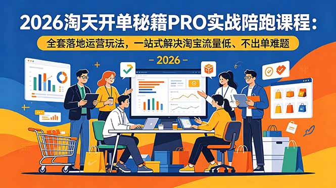 2026淘天开单秘籍PRO实战陪跑课程：全套落地运营玩法，一站式解决淘宝流量低、不出单难题-瀚洪创业网