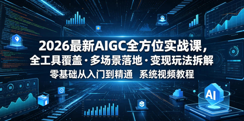 2026最新AIGC全方位实战课，全工具覆盖・多场景落地・变现玩法拆解，零基础从入门到精通系统视频教程-瀚洪创业网