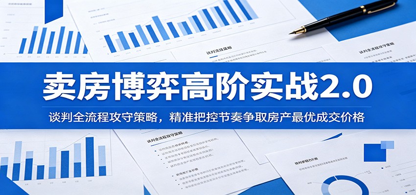 卖房博弈高阶实战2.0：谈判全流程攻守策略，精准把控节奏争取房产最优成交价格-瀚洪创业网