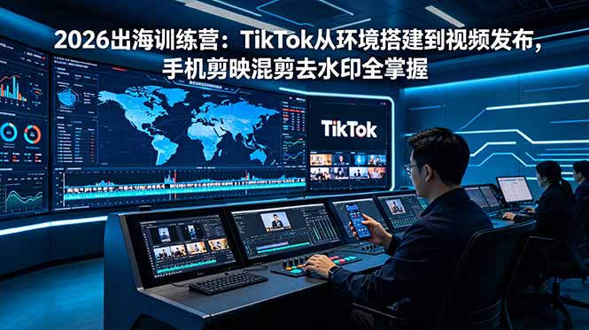 2026出海训练营：TikTok从环境搭建到视频发布，手机剪映混剪去水印全掌握-瀚洪创业网
