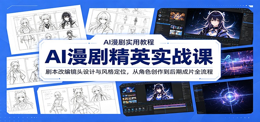 AI漫剧精英实战课：剧本改编镜头设计与风格定位，从角色创作到后期成片全流程-瀚洪创业网
