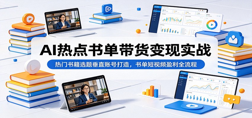 AI热点书单带货变现实战：热门书籍选题垂直账号打造，书单短视频盈利全流程-瀚洪创业网