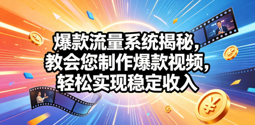 爆款流量系统揭秘，教会您制作爆款视频，轻松实现稳定收入【原创双语字幕】-瀚洪创业网