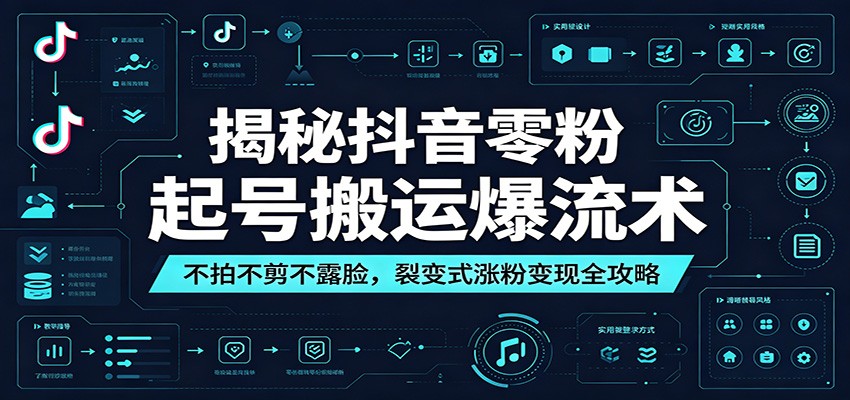 揭秘抖音零粉起号搬运爆流术：不拍不剪不露脸，裂变式涨粉变现全攻略-瀚洪创业网