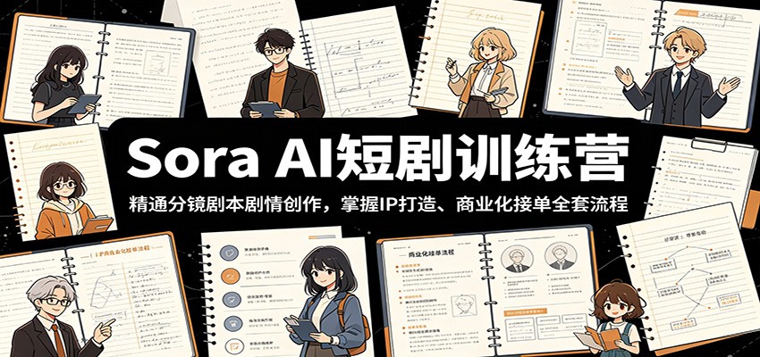 Sora AI短剧训练营：精通分镜剧本剧情创作，掌握IP打造、商业化接单全套流程-瀚洪创业网