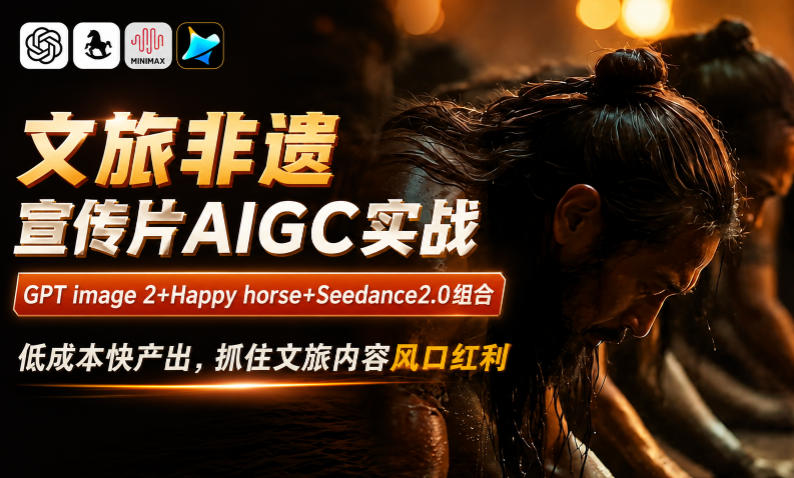 文旅非遗宣传片AIGC实战，GPT image 2+Happy horse+Seedance2.0组合，低成本快产出，抓住文旅内容风口红利-瀚洪创业网