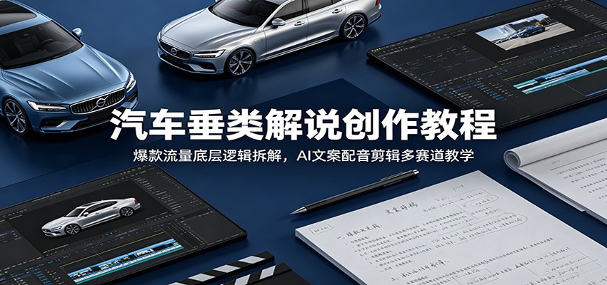 汽车垂类解说创作教程：爆款流量底层逻辑拆解，AI文案配音剪辑多赛道教学-瀚洪创业网