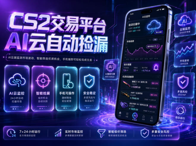 CS2交易平台AI云自动捡漏，多年稳定运行，无需手机，支持任何形式验证，日入300+【揭秘】-瀚洪创业网