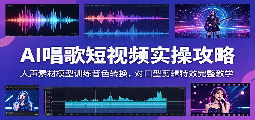 AI唱歌短视频实操攻略：人声素材模型训练音色转换，对口型剪辑特效完整教学-瀚洪创业网