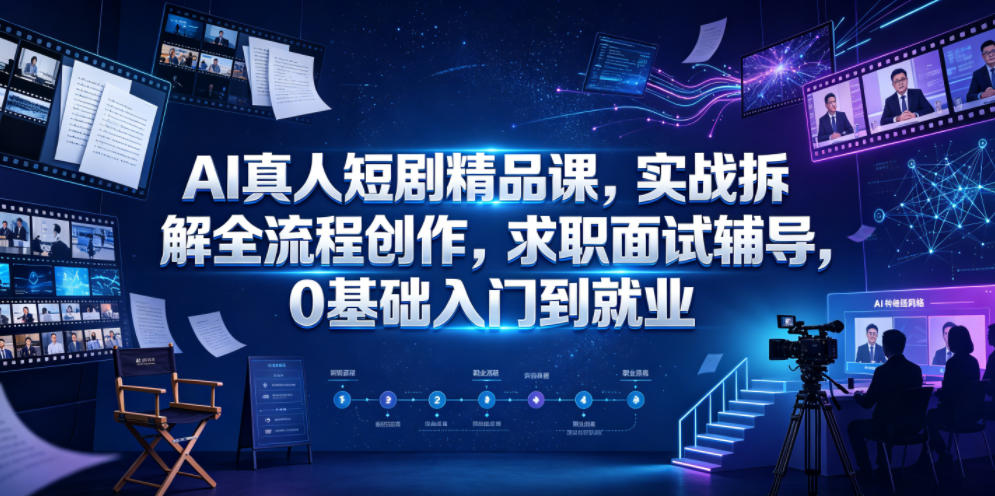 AI真人短剧精品课，实战拆解全流程创作，求职面试辅导，0基础入门到就业-瀚洪创业网