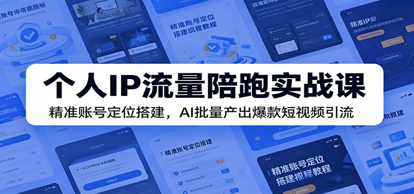 个人IP流量陪跑实战课：精准账号定位搭建，AI批量产出爆款短视频引流-瀚洪创业网