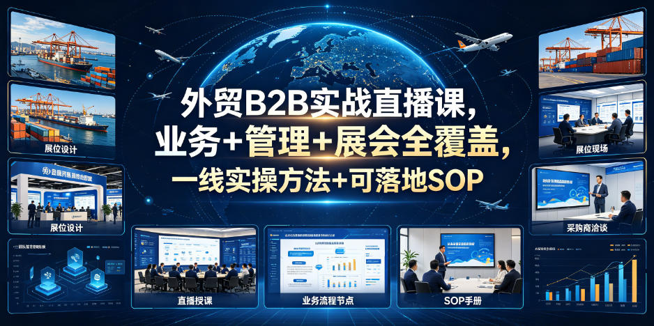 外贸B2B实战直播课，业务+管理+展会全覆盖，一线实操方法+可落地SOP-瀚洪创业网