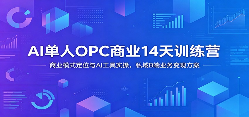 AI单人OPC商业14天训练营：商业模式定位与AI工具实操，私域B端业务变现方案-瀚洪创业网