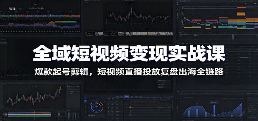全域短视频变现实战课：爆款起号剪辑，短视频直播投放复盘出海全链路-瀚洪创业网