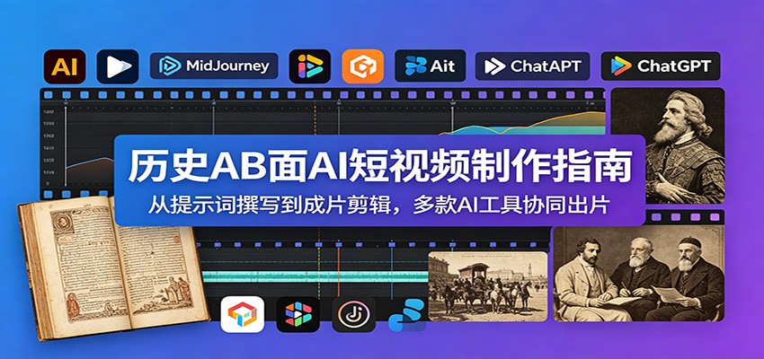 历史AB面AI短视频制作指南：从提示词撰写到成片剪辑，多款AI工具协同出片-瀚洪创业网