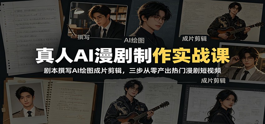 真人AI漫剧制作实战课：剧本撰写AI绘图成片剪辑，三步从零产出热门漫剧短视频-瀚洪创业网