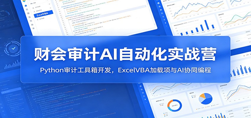 财会审计AI自动化实战营：Python审计工具箱开发，ExcelVBA加载项与AI协同编程-瀚洪创业网