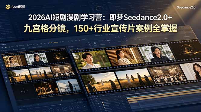 2026AI短剧漫剧学习营：即梦Seedance2.0+九宫格分镜，150+行业宣传片案例全掌握-瀚洪创业网