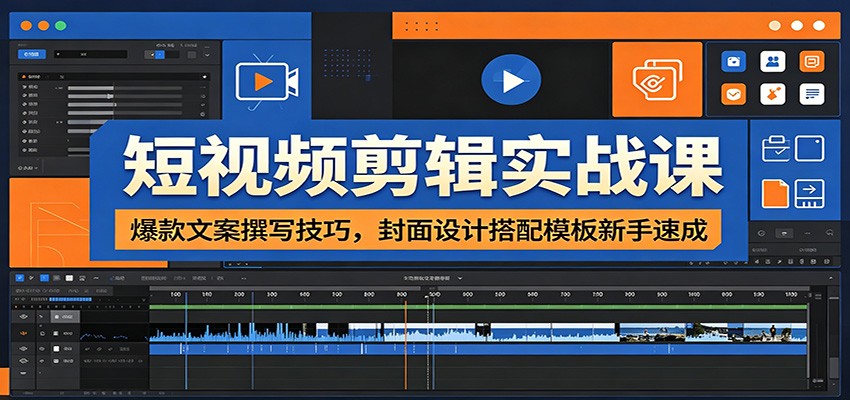 短视频剪辑实战课：爆款文案撰写技巧，封面设计搭配模板新手速成-瀚洪创业网