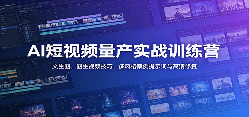 AI短视频量产实战训练营：文生图，图生视频技巧，多风格案例提示词与高清修复-瀚洪创业网