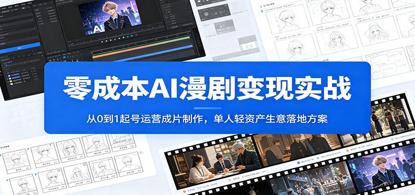 零成本AI漫剧变现实战：从0到1起号运营成片制作，单人轻资产生意落地方案-瀚洪创业网