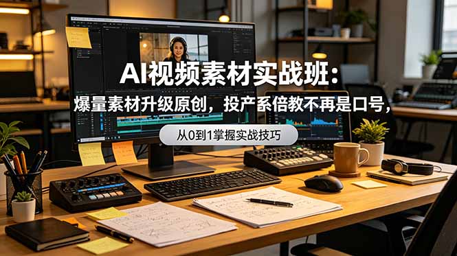 AI视频素材实战班：爆量素材升级原创，投产翻倍不再是口号，0-1系统教学实战落地-瀚洪创业网