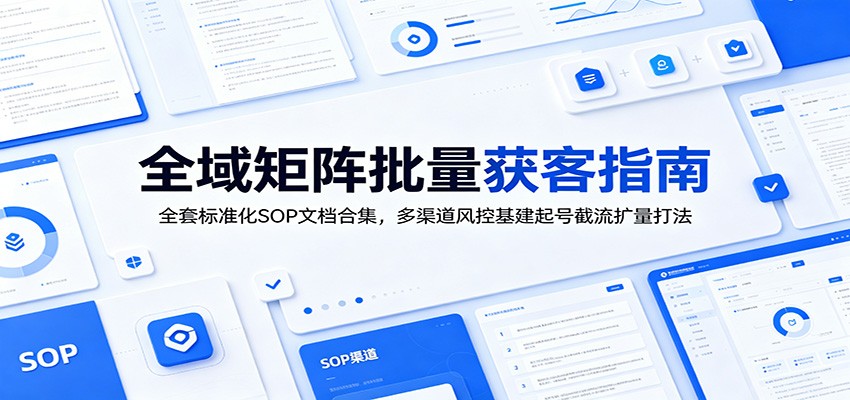 全域矩阵批量获客指南：全套标准化SOP文档合集，多渠道风控基建起号截流扩量打法-瀚洪创业网