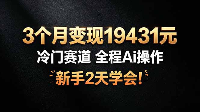 3个月变现19431元，冷门赛道 全程Ai操作，新手2天学会！-瀚洪创业网