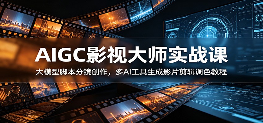 AIGC影视大师实战课：大模型脚本分镜创作，多AI工具生成影片剪辑调色教程-瀚洪创业网