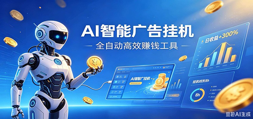 AI智能广告挂机，小白轻松上手，在家自动赚收益-瀚洪创业网