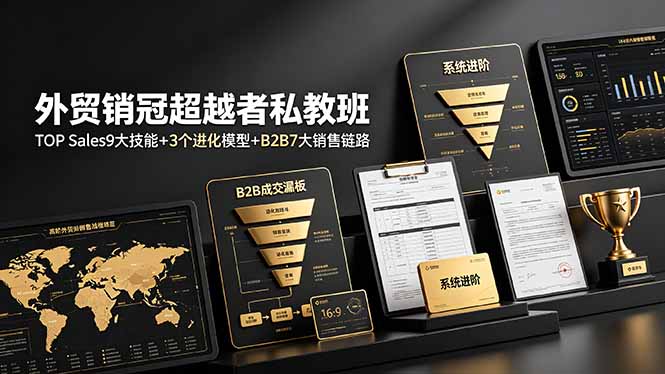 外贸销冠超越者私教班：TOP Sales9大技能+3个进化模型+B2B7大销售链路，系统进阶-瀚洪创业网