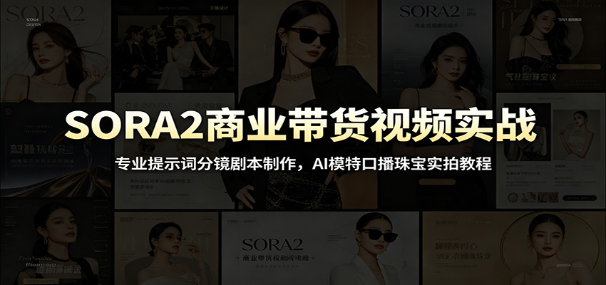 SORA2商业带货视频实战：专业提示词分镜剧本制作，AI模特口播珠宝实拍教程-瀚洪创业网