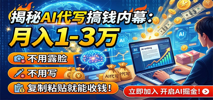 揭秘AI代写搞钱内幕：月入1-3万，不用露脸不用写，复制粘贴就能收钱！-瀚洪创业网