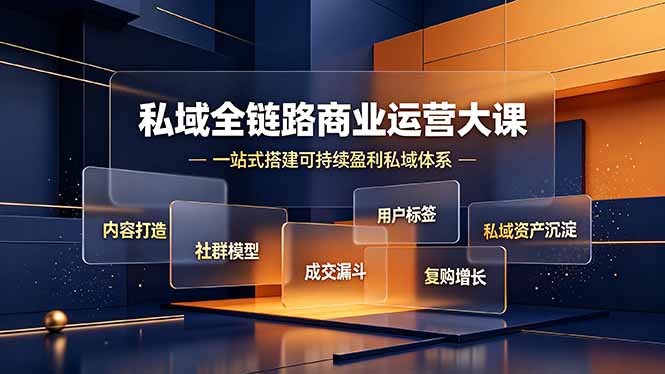 私域全链路商业运营大课，内容打造社群模型成交漏斗，一站式搭建可持续盈利私域体系-瀚洪创业网