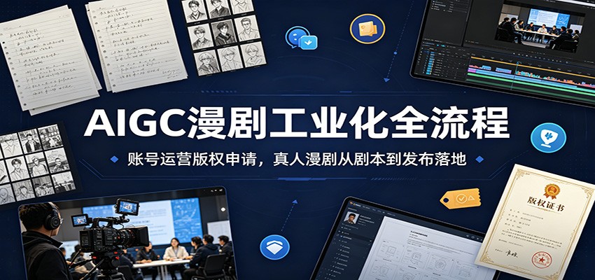 AIGC漫剧工业化全流程：账号运营版权申请，真人漫剧从剧本到发布落地-瀚洪创业网